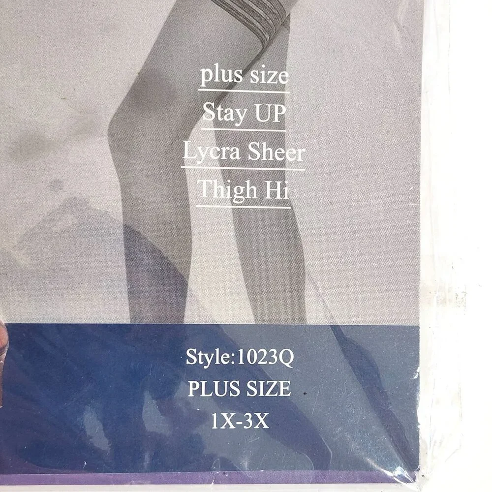Leg Avenue Plus Size Thigh High Stockings Lot 2 1X-3X Black Nude Sheer Stay Up
